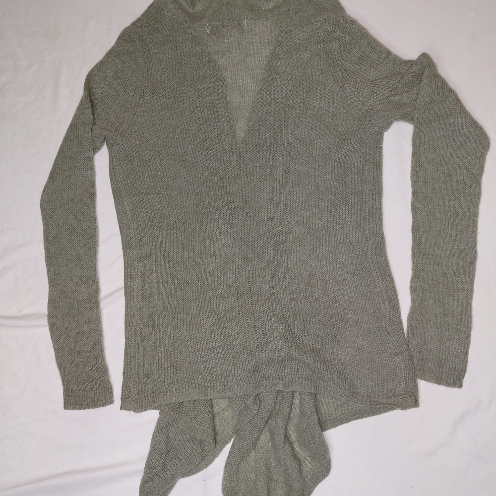 Design History Sage Green Asimetric Cardigan Sz XS 100% Cashmere - Picture 3 of 10